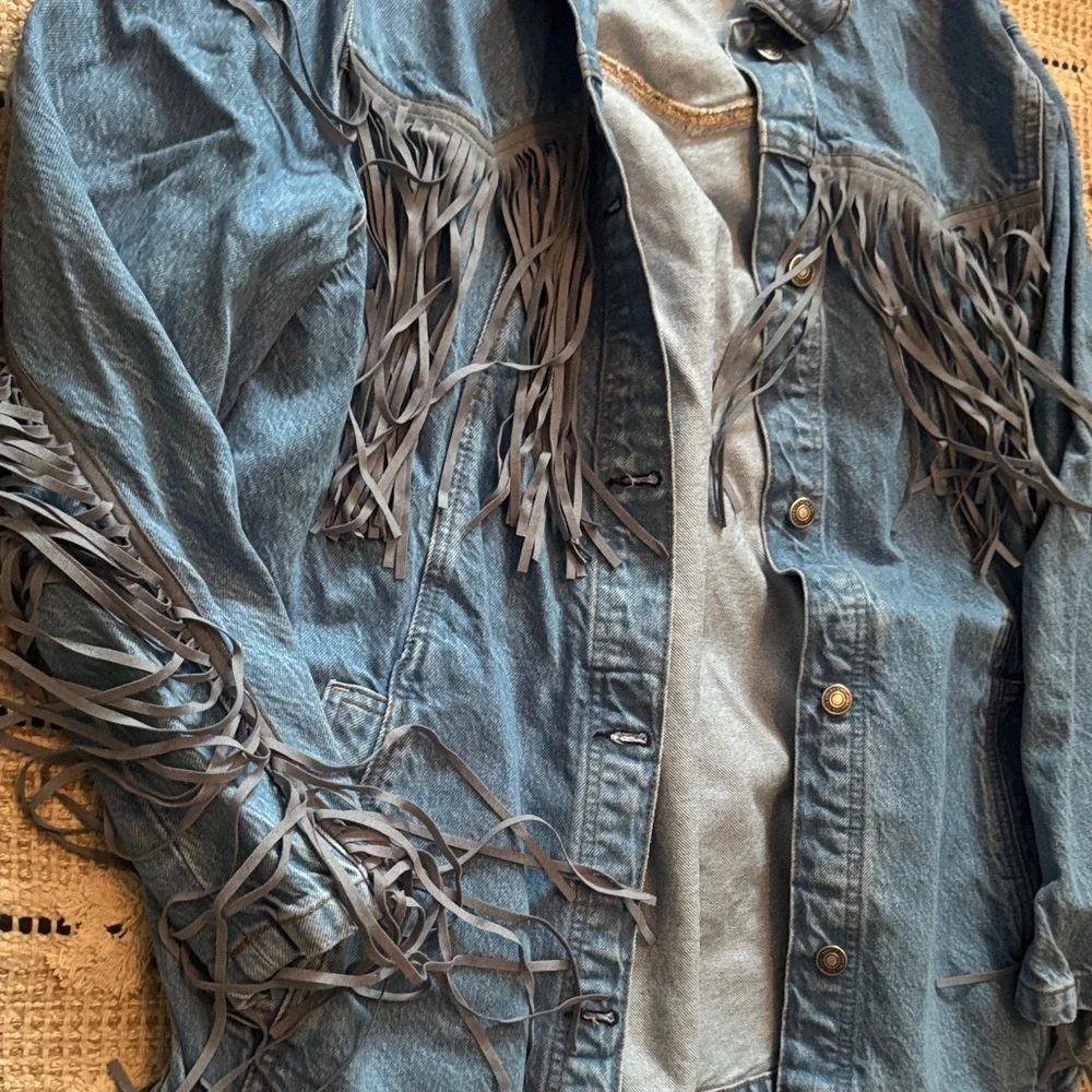 We The Free Blue Jean Jacket with Fringe - Picture 4 of 4